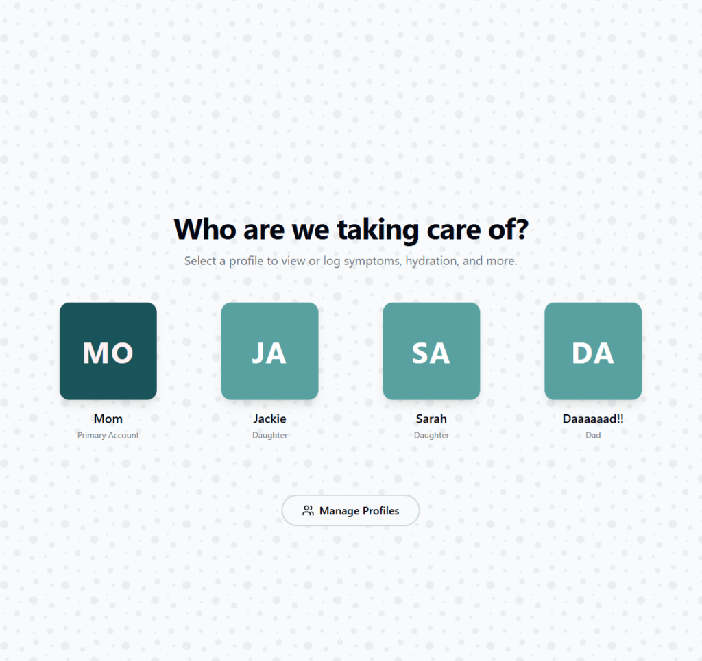 Profile selection screen for family plan subscribers in light mode